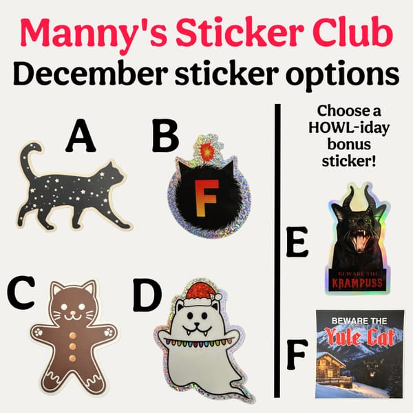 Manny's Sticker Club: December stickers & bonus