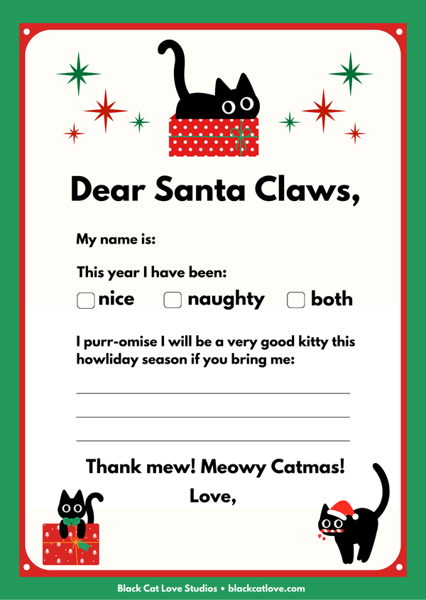 Free December printable: Letter to Santa Claws